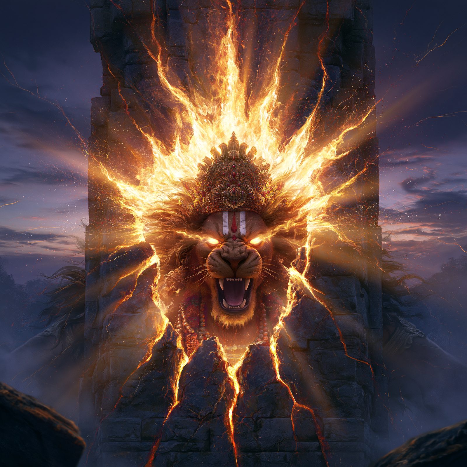 Narasimha emerging from the pillar